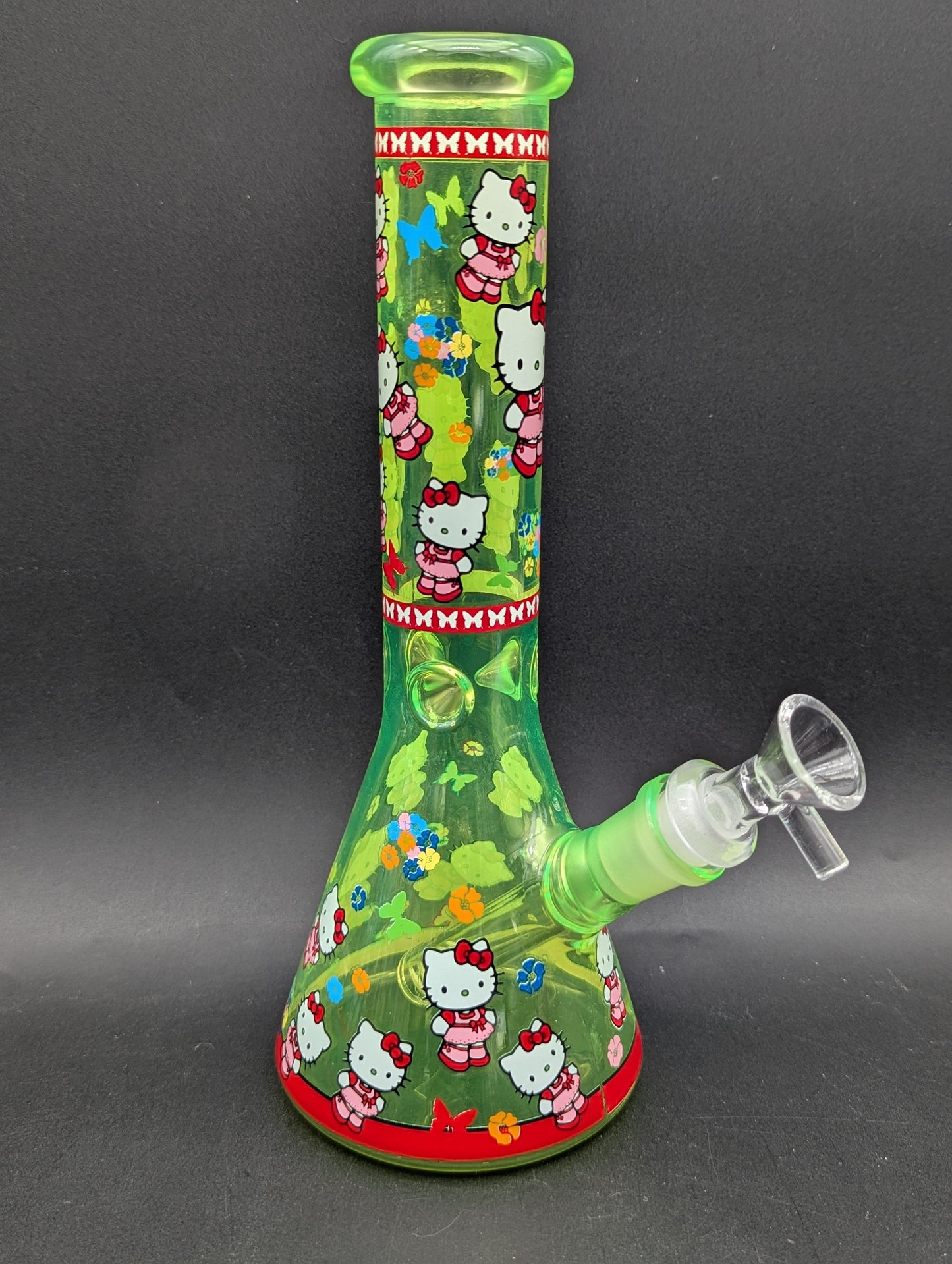 10" Full Color Bowtie Kitty Beaker Bong