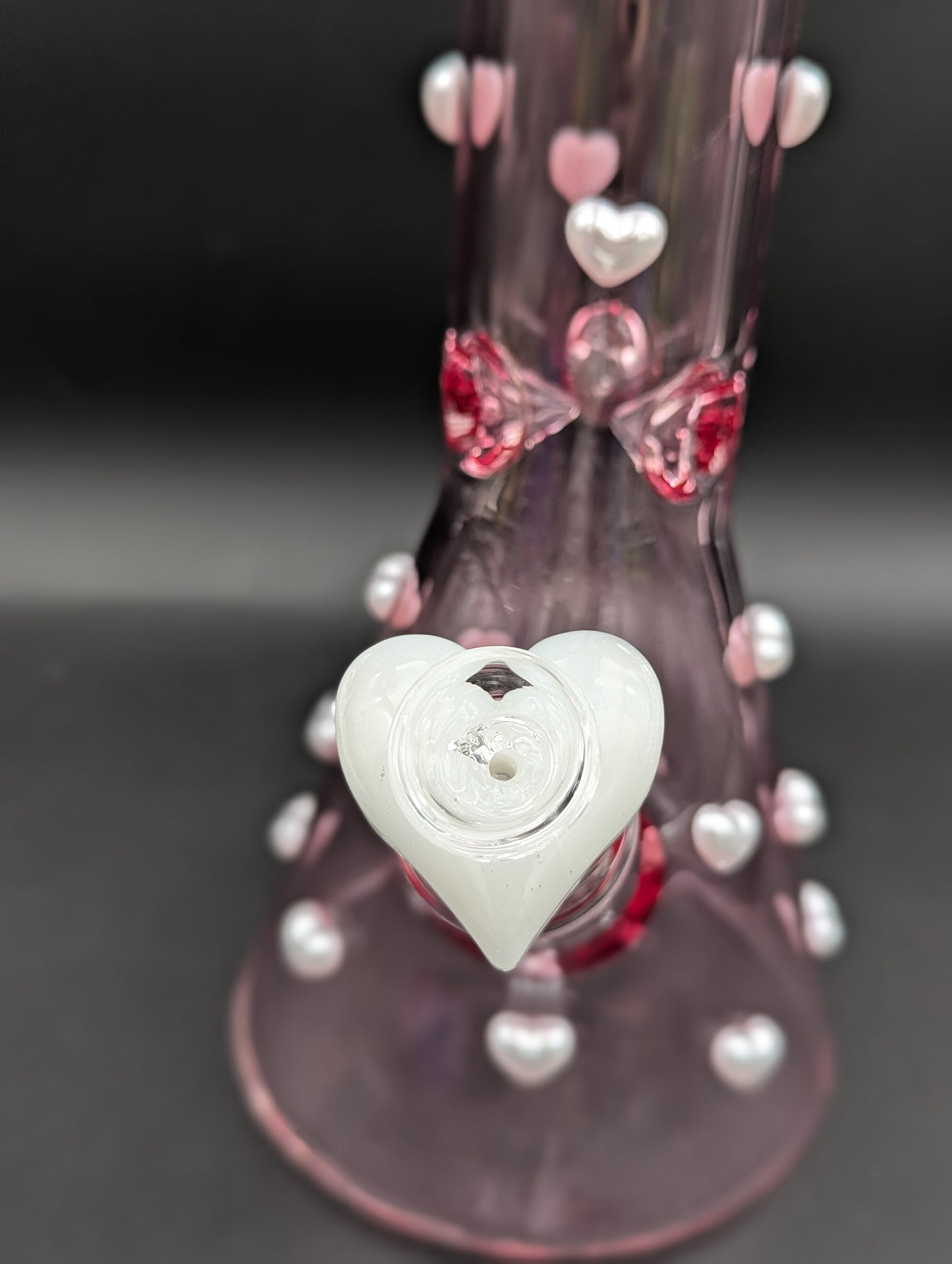 14" Pink Pearl Heart Beaker Bong-Avernic Smoke Shop