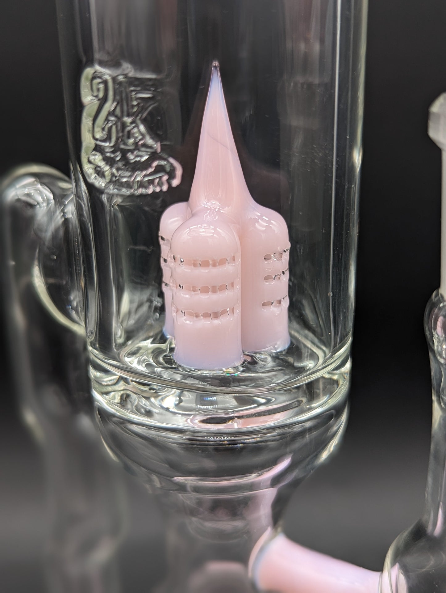 2K Glass 16" Dual Perc Recycler - Pink Cadillac