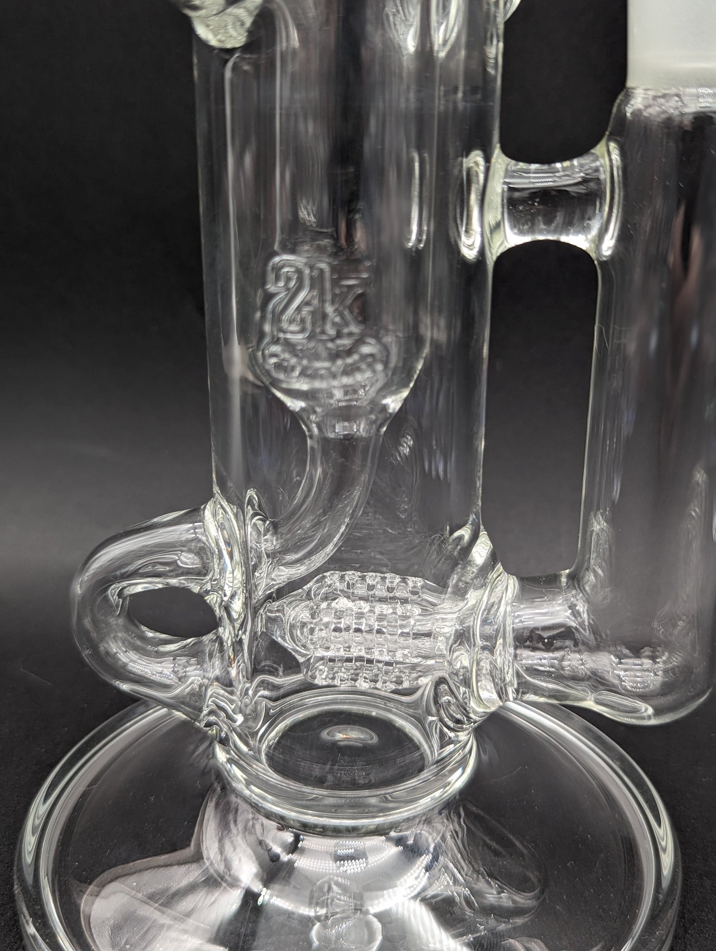 2K Glass 18" Threeline Recycler Bong