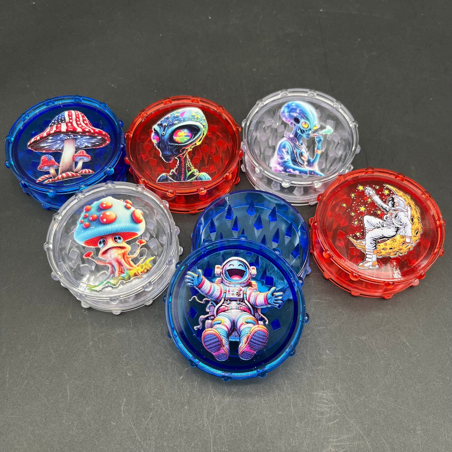 70mm Acrylic Grinder w Assorted Design-Avernic Smoke Shop