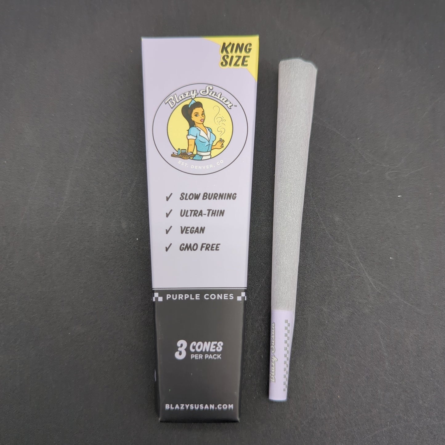 Blazy Susan Purple King Size Pre-Rolled Cones 3 Pack