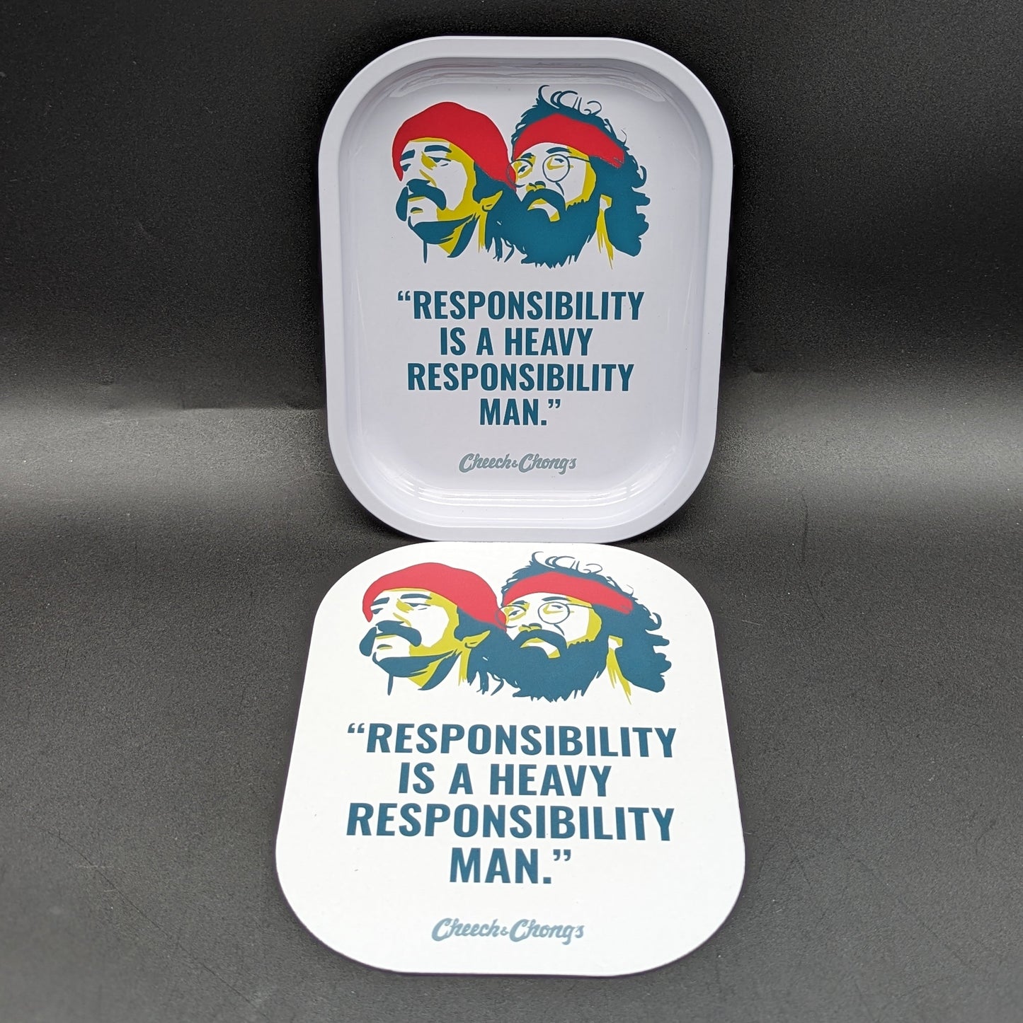 Cheech & Chong's Pulsar Mini Rolling Tray & Magnetic Lid (7"x5.5") - Responsibility