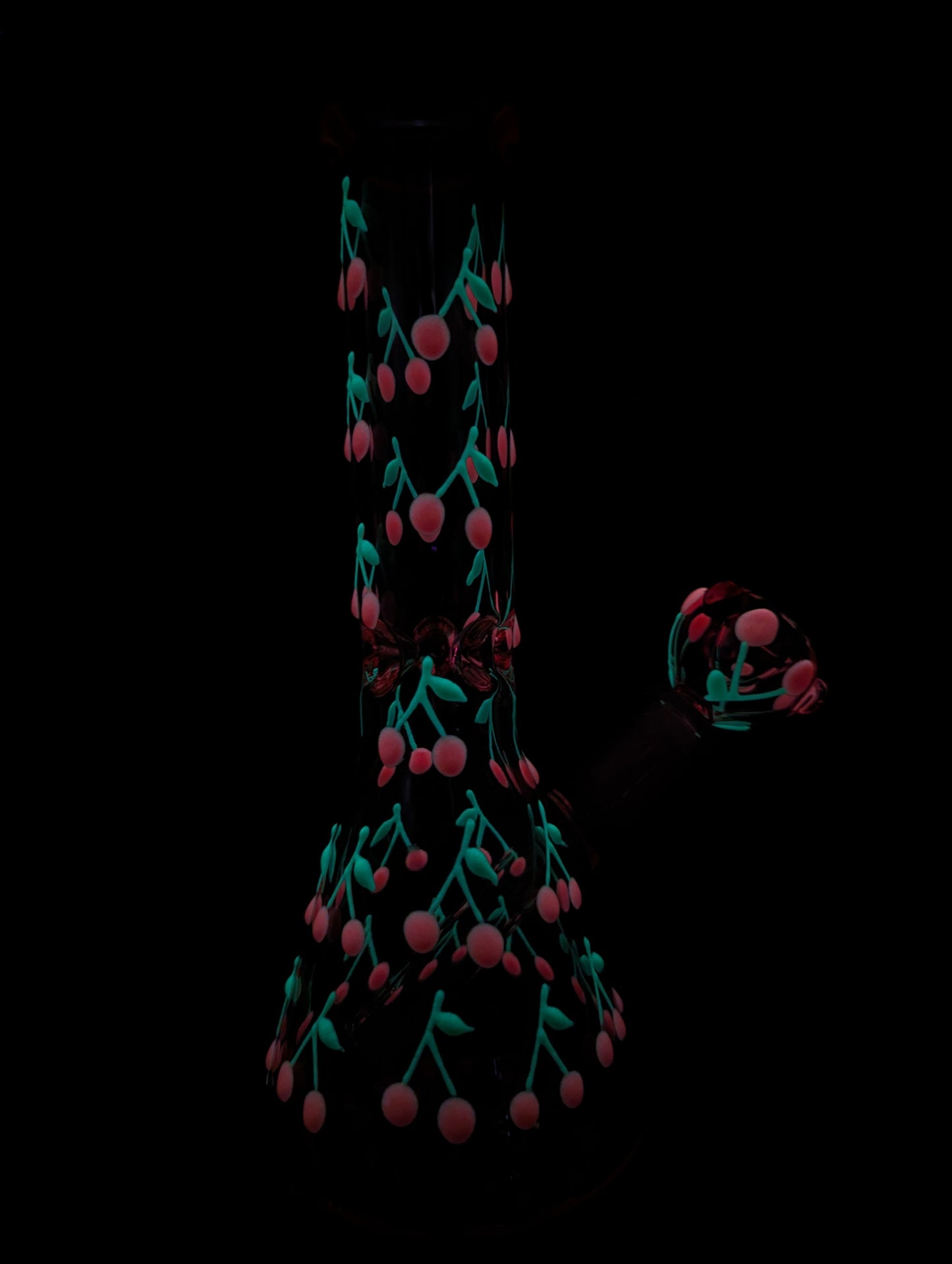 Cherries Glow In The Dark Beaker 10"-Avernic Smoke Shop