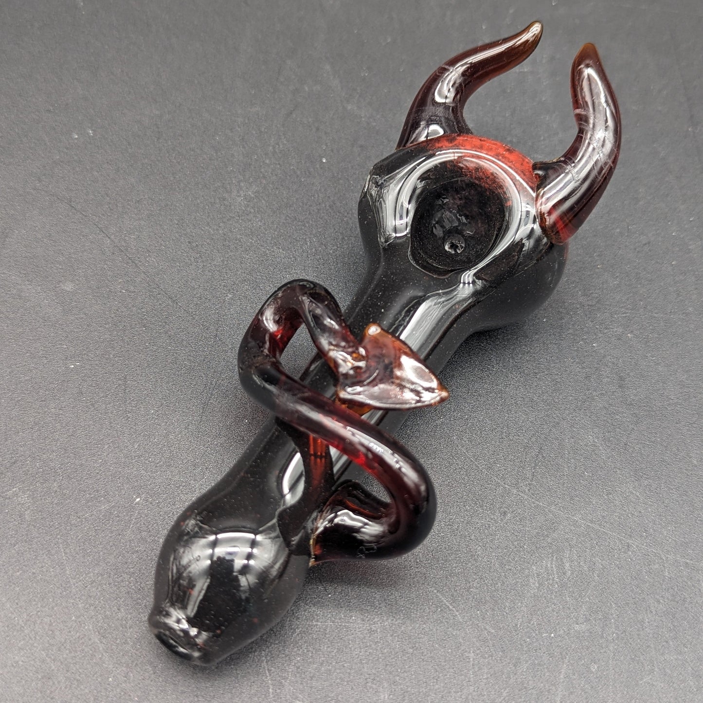 Devil Horns & Tail Dark Frit Spoon Pipe