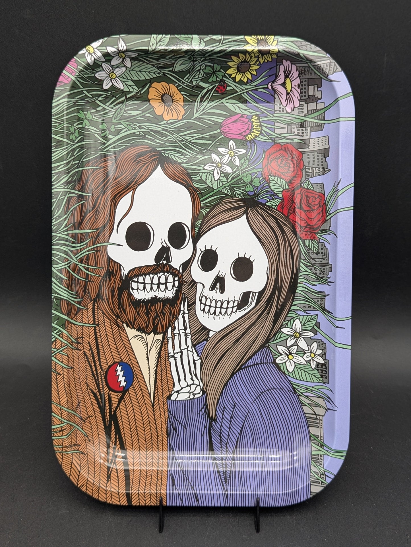 Grateful Dead x Pulsar Metal Rolling Tray | Flower Couple | 11"x7"-Avernic Smoke Shop