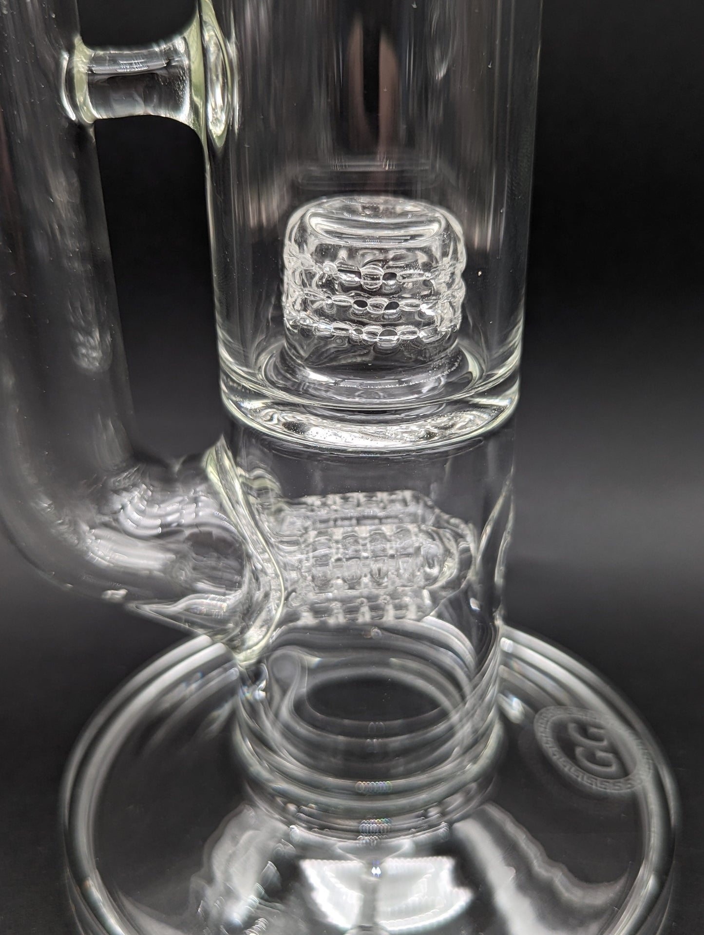 Greek Glass Threeline to 360 Grid Cap Tube w/ Marble-Avernic Smoke Shop