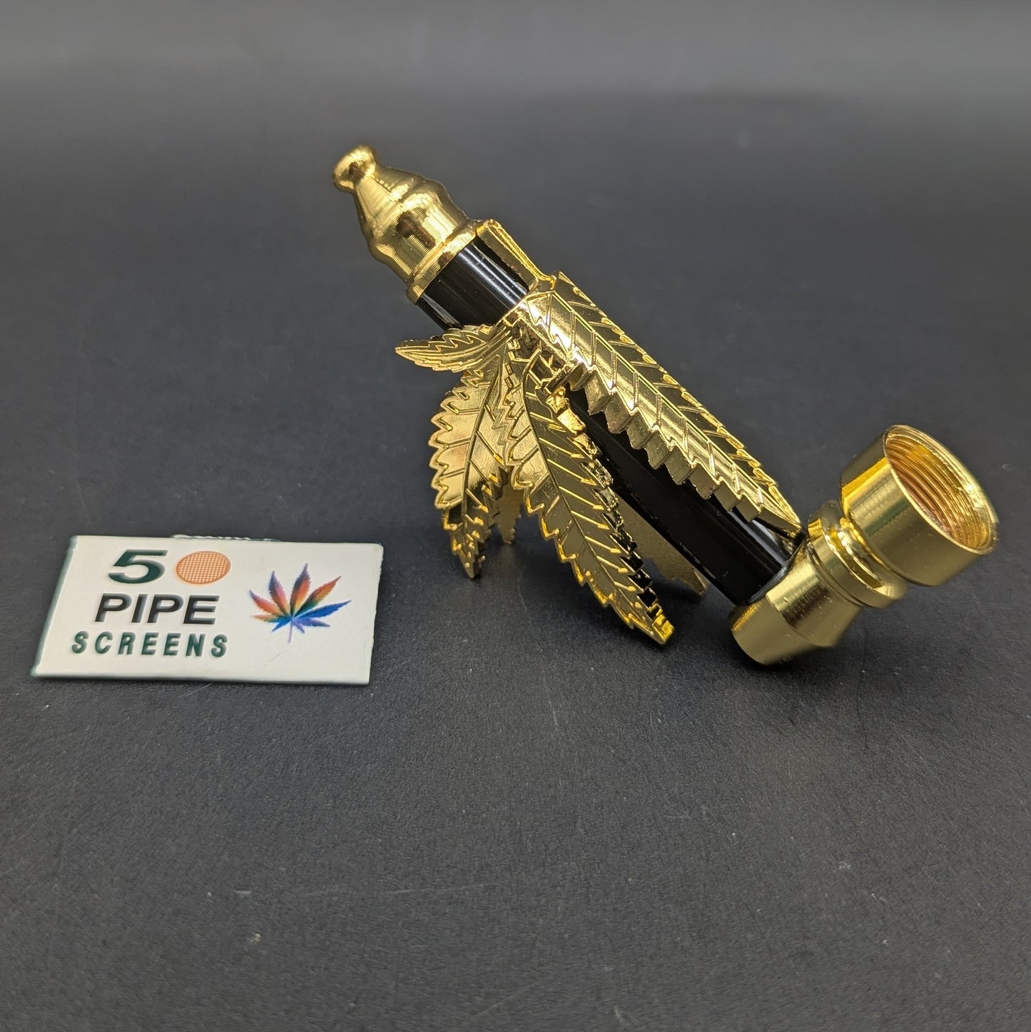 Hemp Leaf Metal Hand Pipe | 3.5"