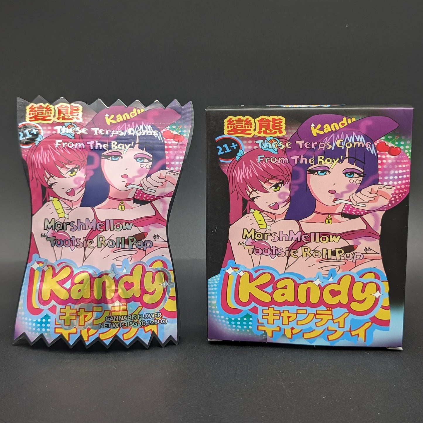 Marshmallow Tootsie Roll Pop 3.5g Mylar Bags + Boxes