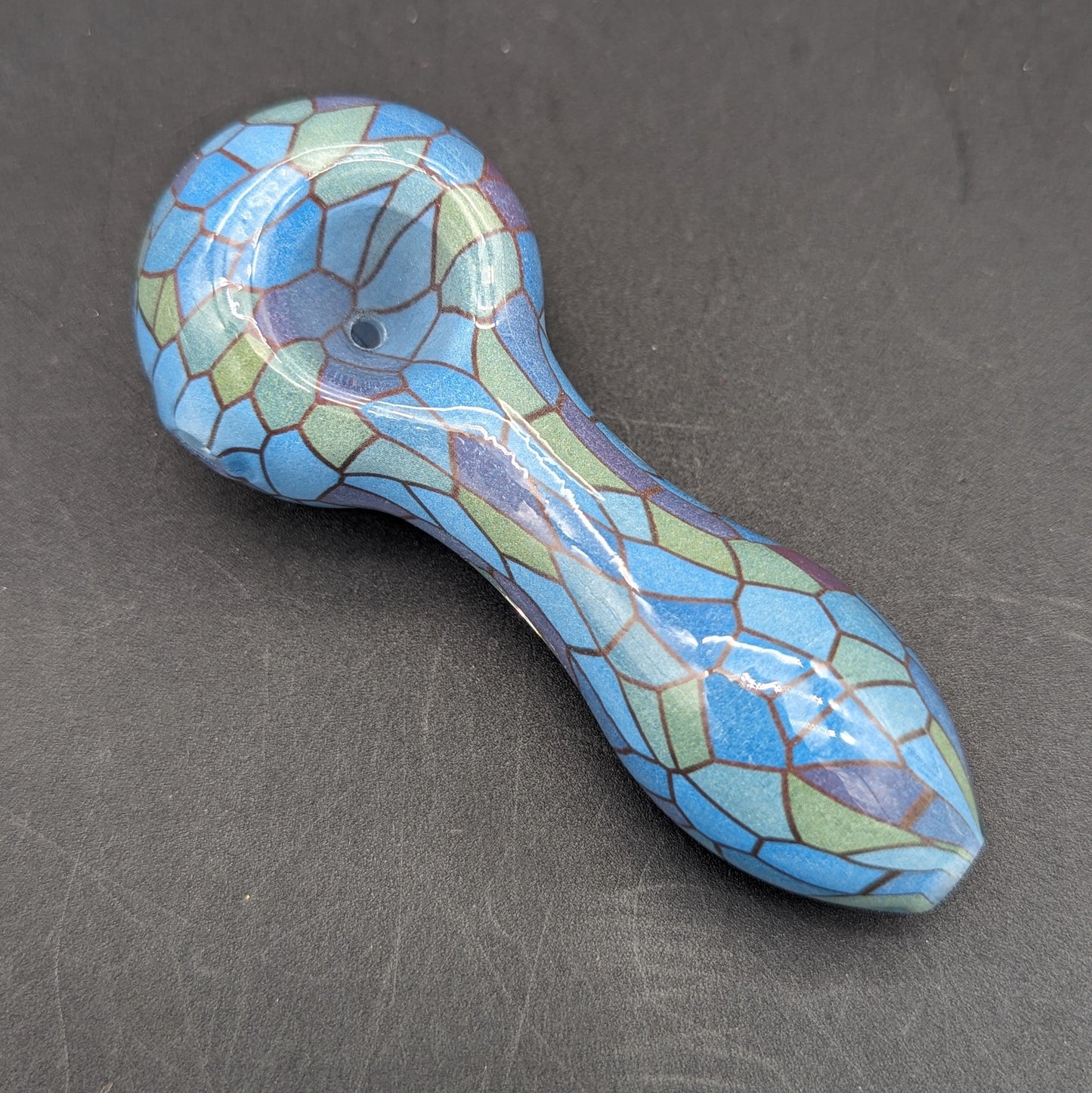 Mosaic Colorful Print Glass Spoon Pipe | 3.75"