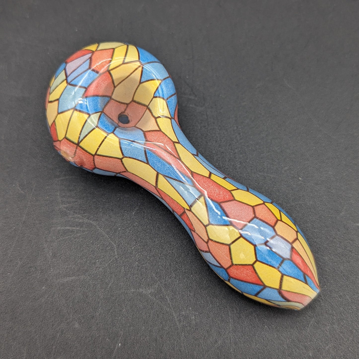 Mosaic Colorful Print Glass Spoon Pipe | 3.75"