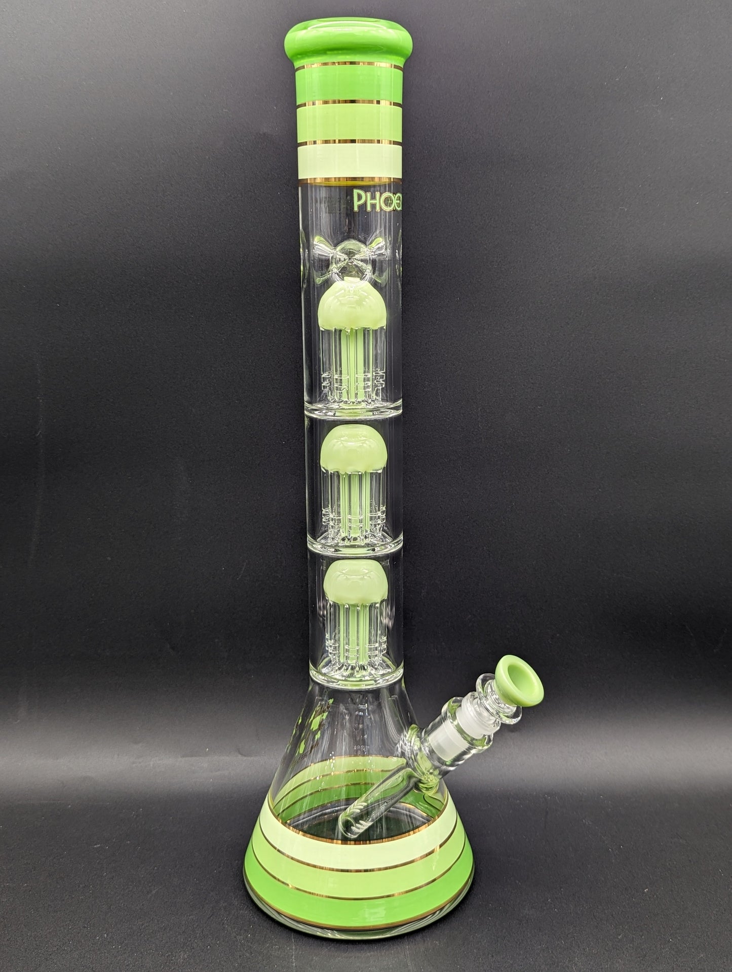 Phoenix 18" Striped Beaker w/ Triple Tree Perc