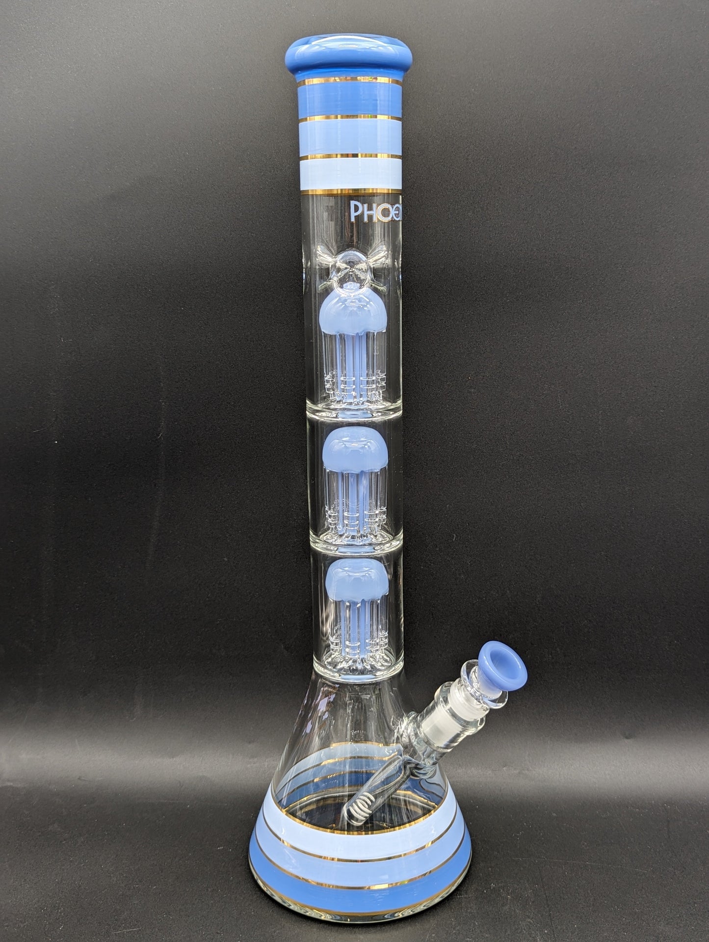 Phoenix 18" Striped Beaker w/ Triple Tree Perc