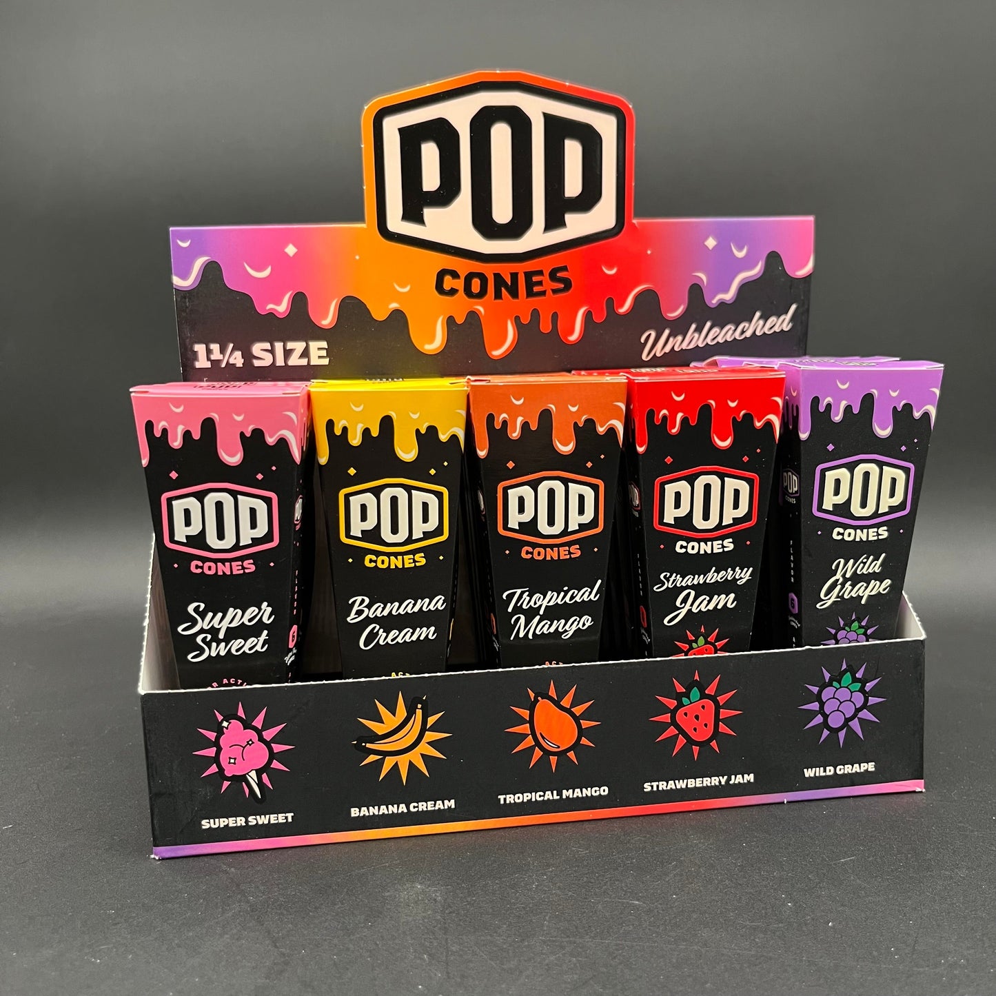 POP Cones Unbleached | Assorted Flavors | 1 1/4"-Avernic Smoke Shop