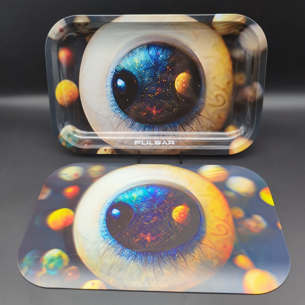 Pulsar Metal Rolling Tray w/ 3D Lid | Planet Watcher | 11"x7"-Avernic Smoke Shop