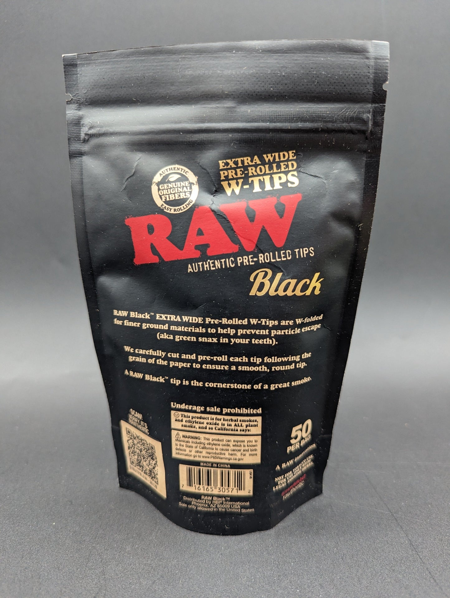 RAW Black Extra Wide Pre-Rolled Tips | 50pc Bag-Avernic Smoke Shop