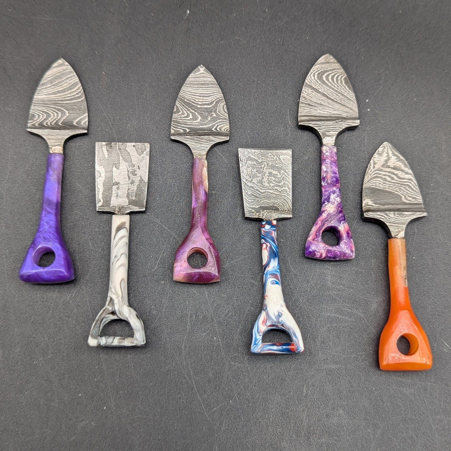 Resin Handle Spade Damascus Steel Dab Tool-Avernic Smoke Shop