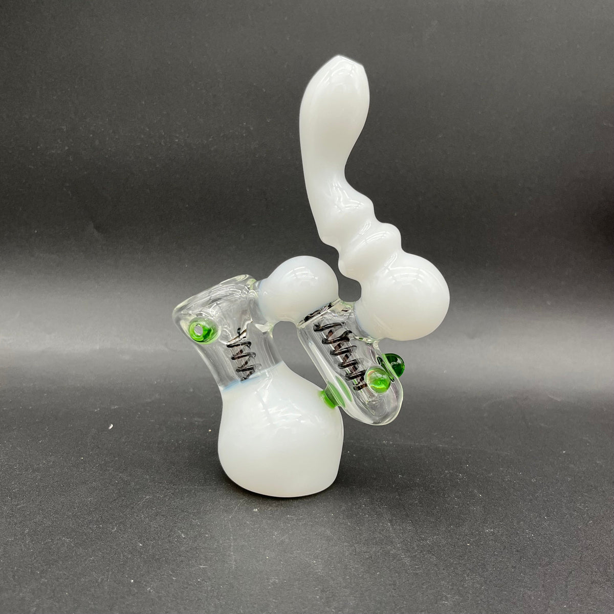 White Dual Chamber Bubbler 6.5"-Avernic Smoke Shop