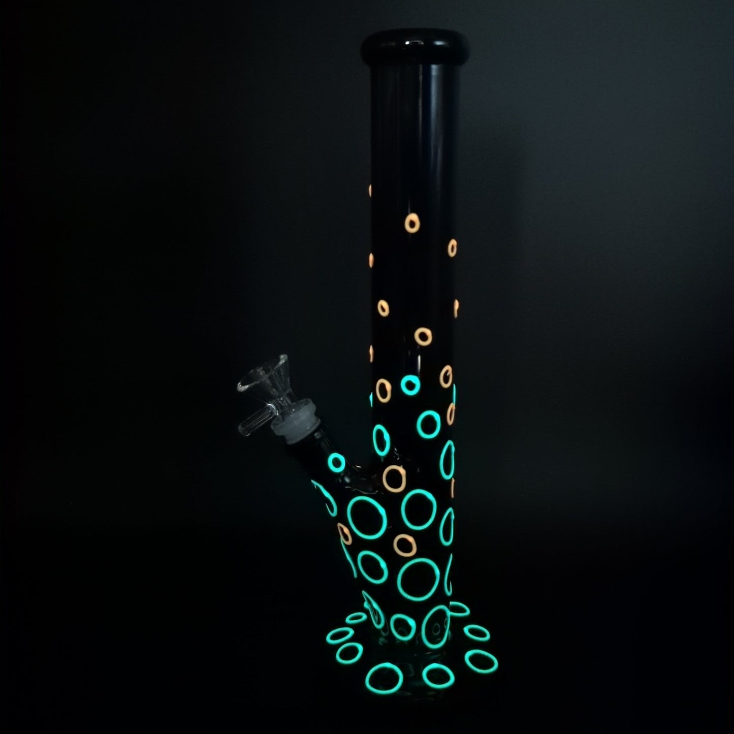 Black Glow in the Dark Bubbles Straight Tube Bong