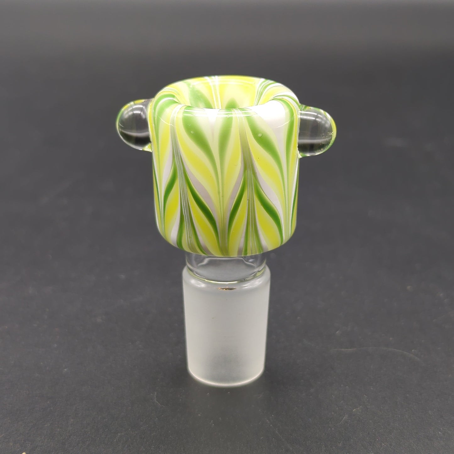 Studded Color Swirl 18mm Bowl Piece Green Feathered