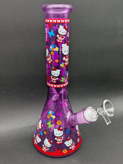 10" Full Color Bowtie Kitty Beaker Bong