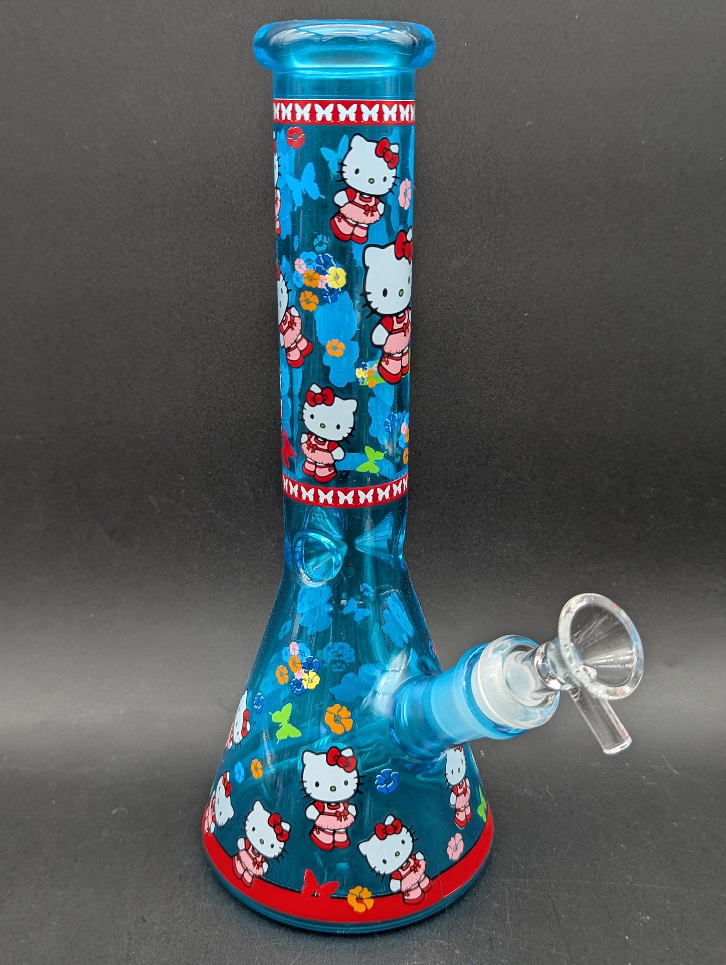 10" Full Color Bowtie Kitty Beaker Bong