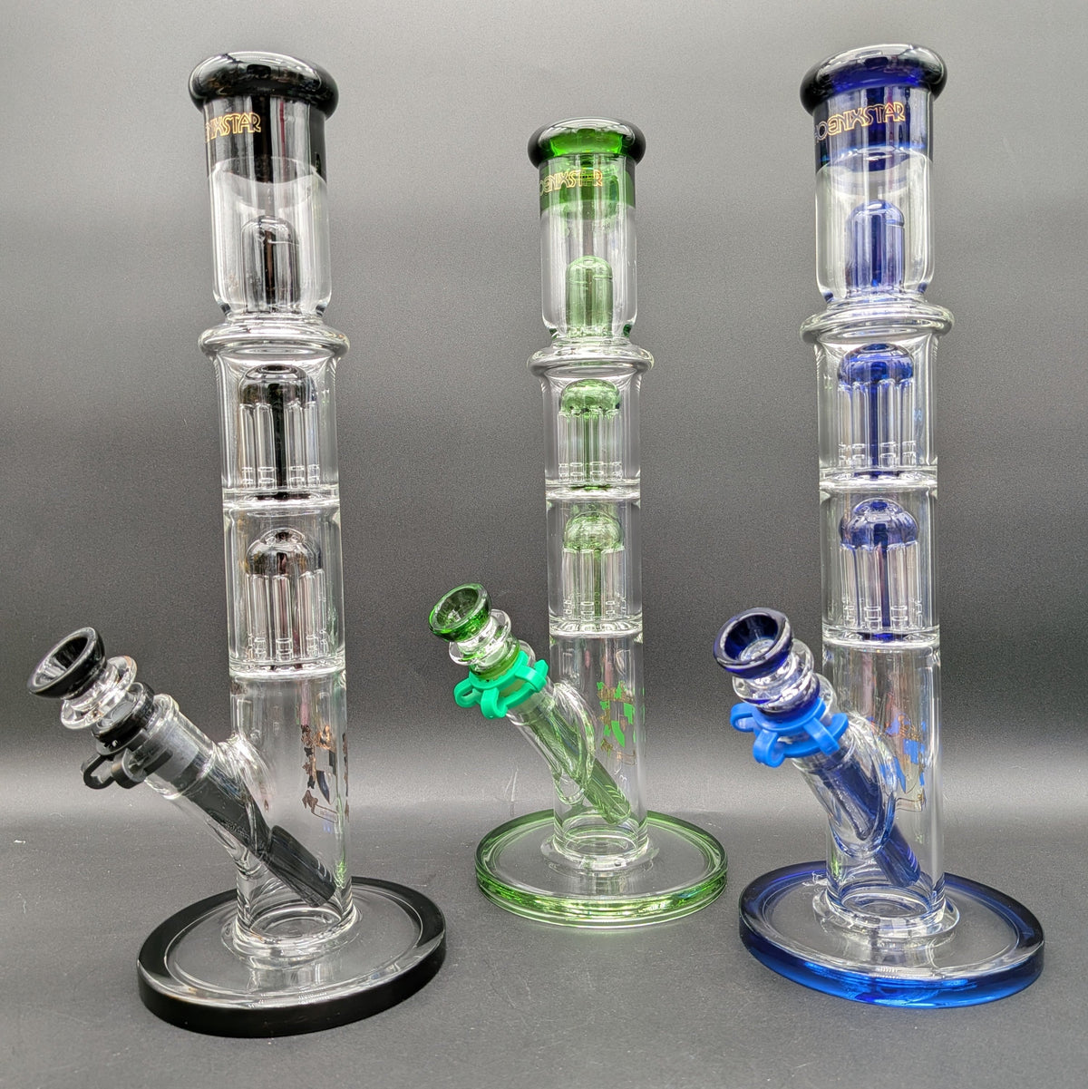 13.5" Phoenix Double Tree Straight Tube Bong