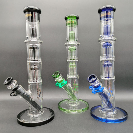 13.5" Phoenix Double Tree Straight Tube Bong
