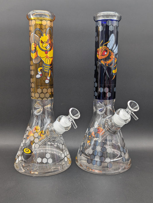 14" Bee Beaker Bongs 9mm Thick-Avernic Smoke Shop