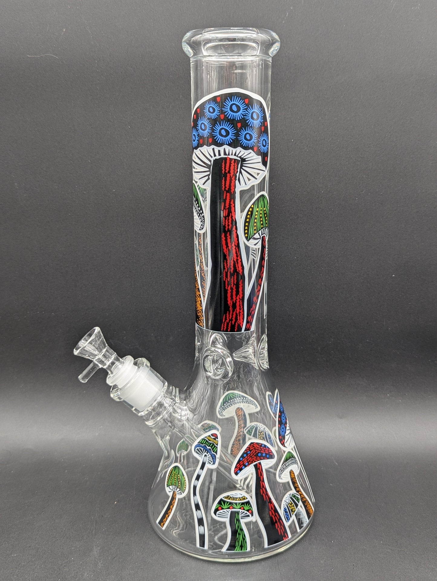 14" Glow in the Dark Mushrooms Beaker Bong