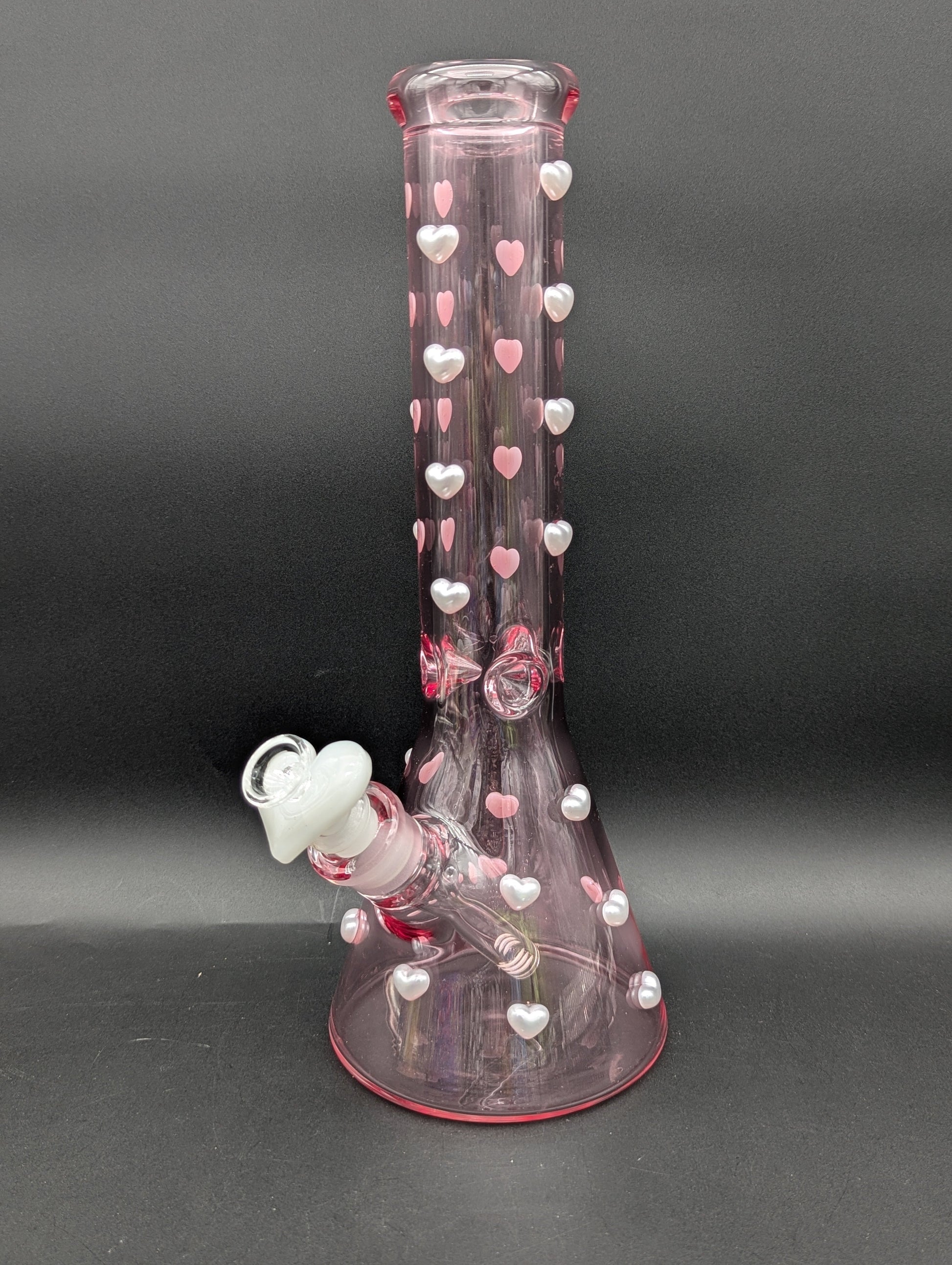 14" Pink Pearl Heart Beaker Bong-Avernic Smoke Shop