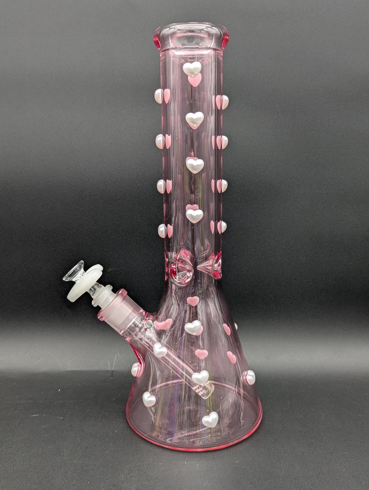 14" Pink Pearl Heart Beaker Bong-Avernic Smoke Shop