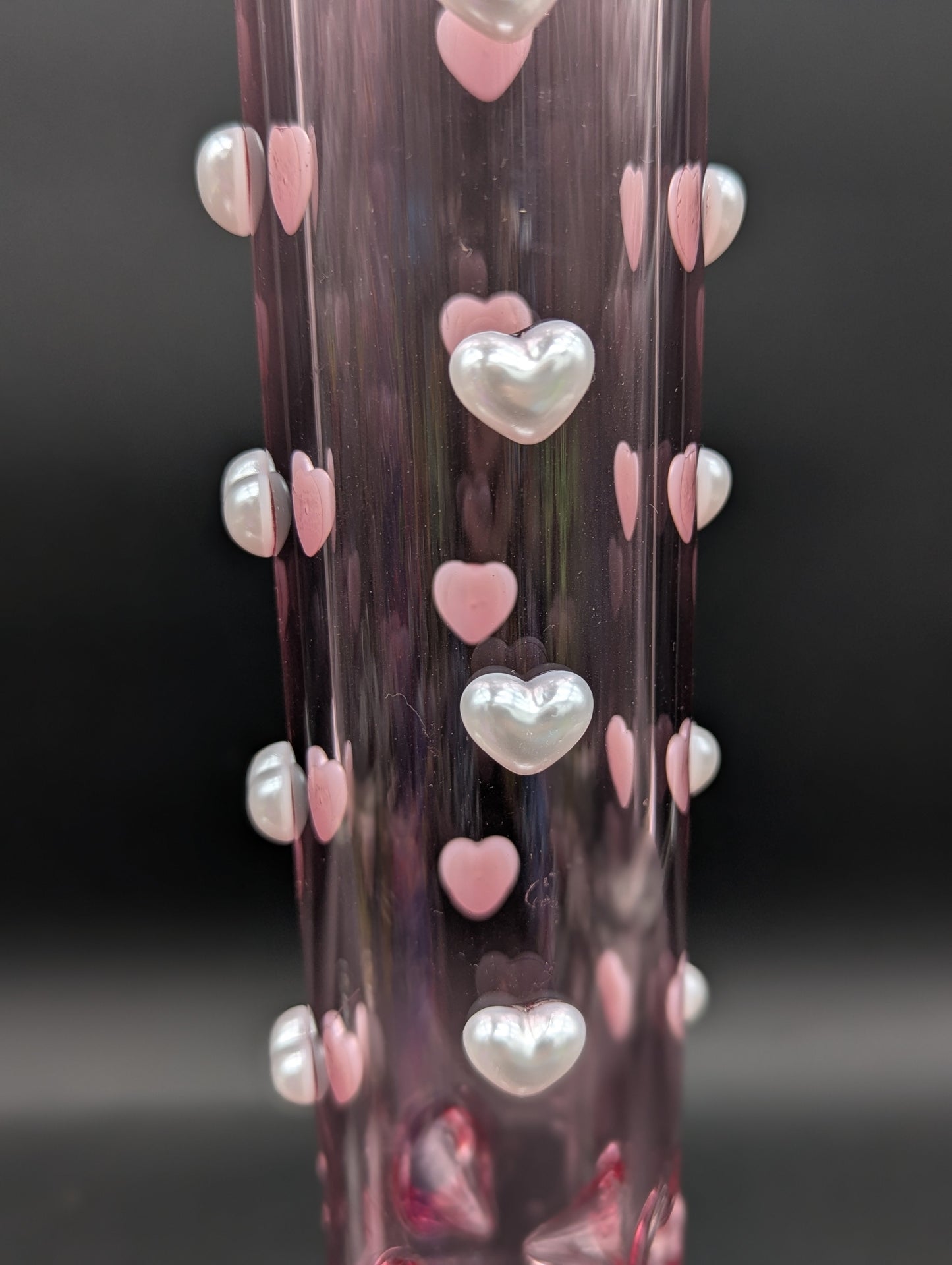 14" Pink Pearl Heart Beaker Bong-Avernic Smoke Shop