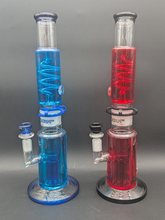 15" Phoenix Dual Glycerin Bong w/ Tree Perc-Avernic Smoke Shop