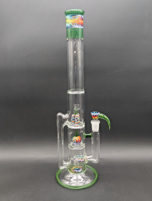 2K Glass 19" Treecycler - Green w/ Rainbow Wig Wag