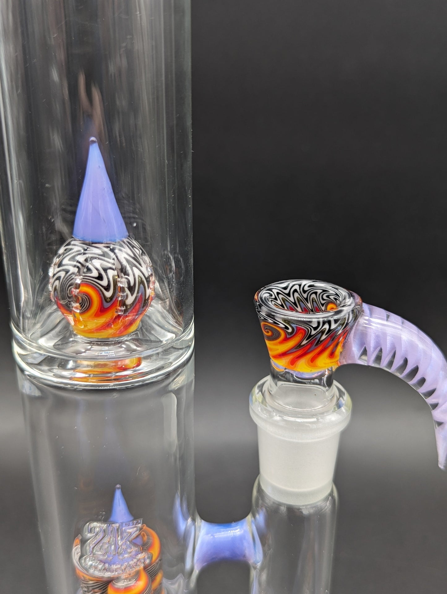 2K Glass - 19.5" Triple Perc Tube - Purple Worked
