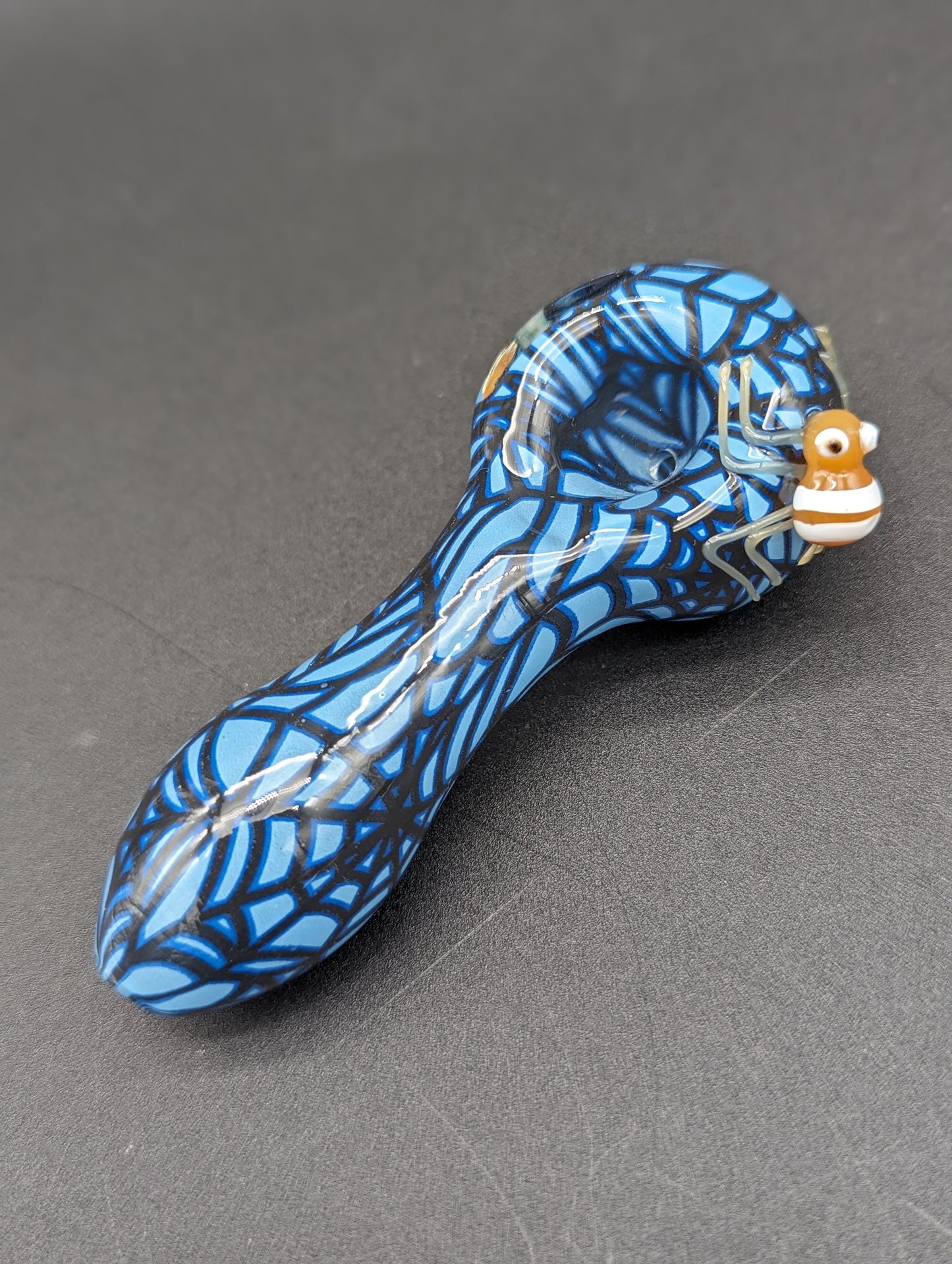 4" Color Spider Web Spoon Hand Pipe-Avernic Smoke Shop