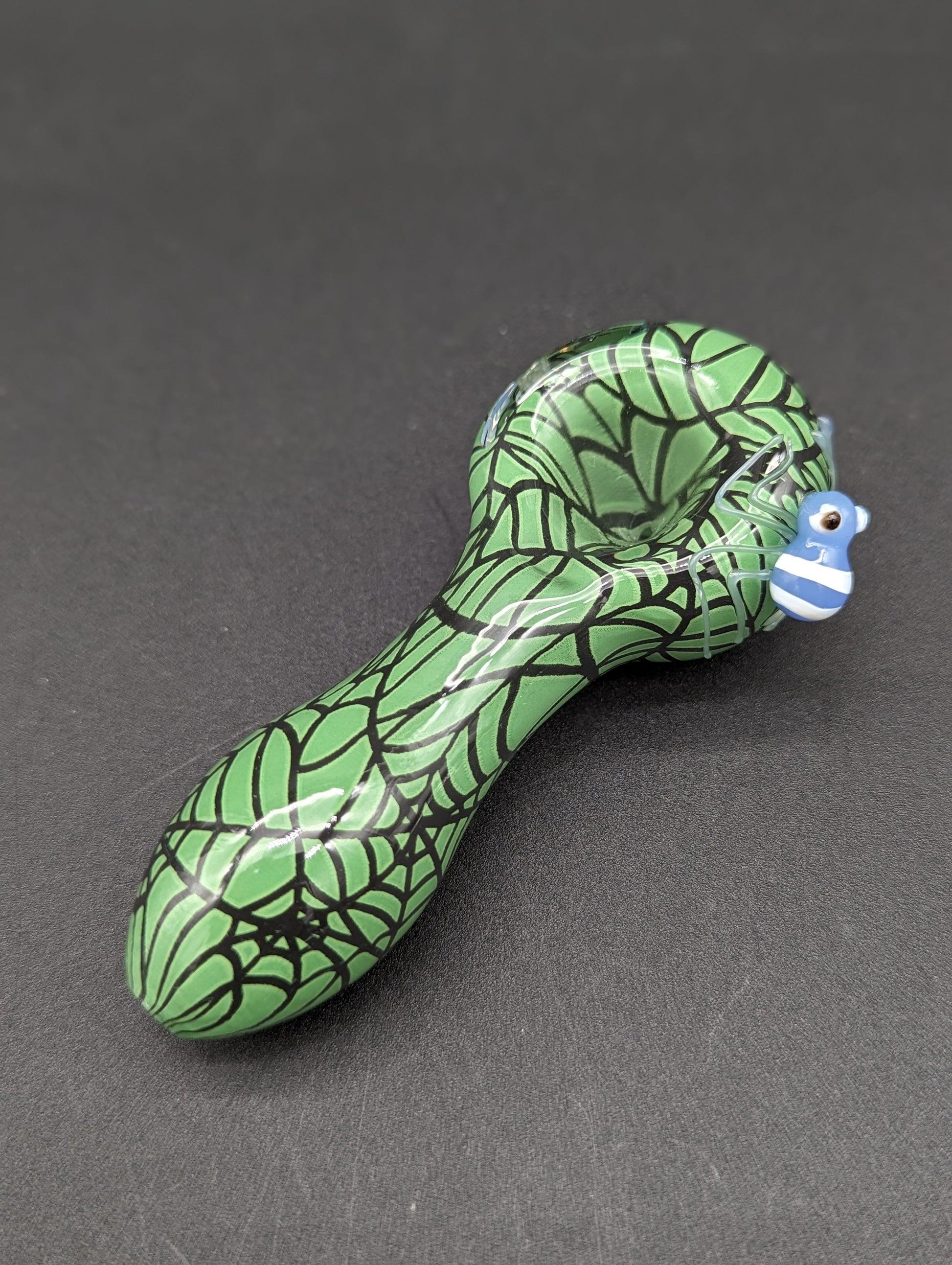 4" Color Spider Web Spoon Hand Pipe-Avernic Smoke Shop