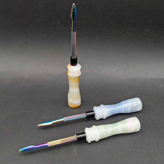 5" Marble Handle Glass and Metal Dabber