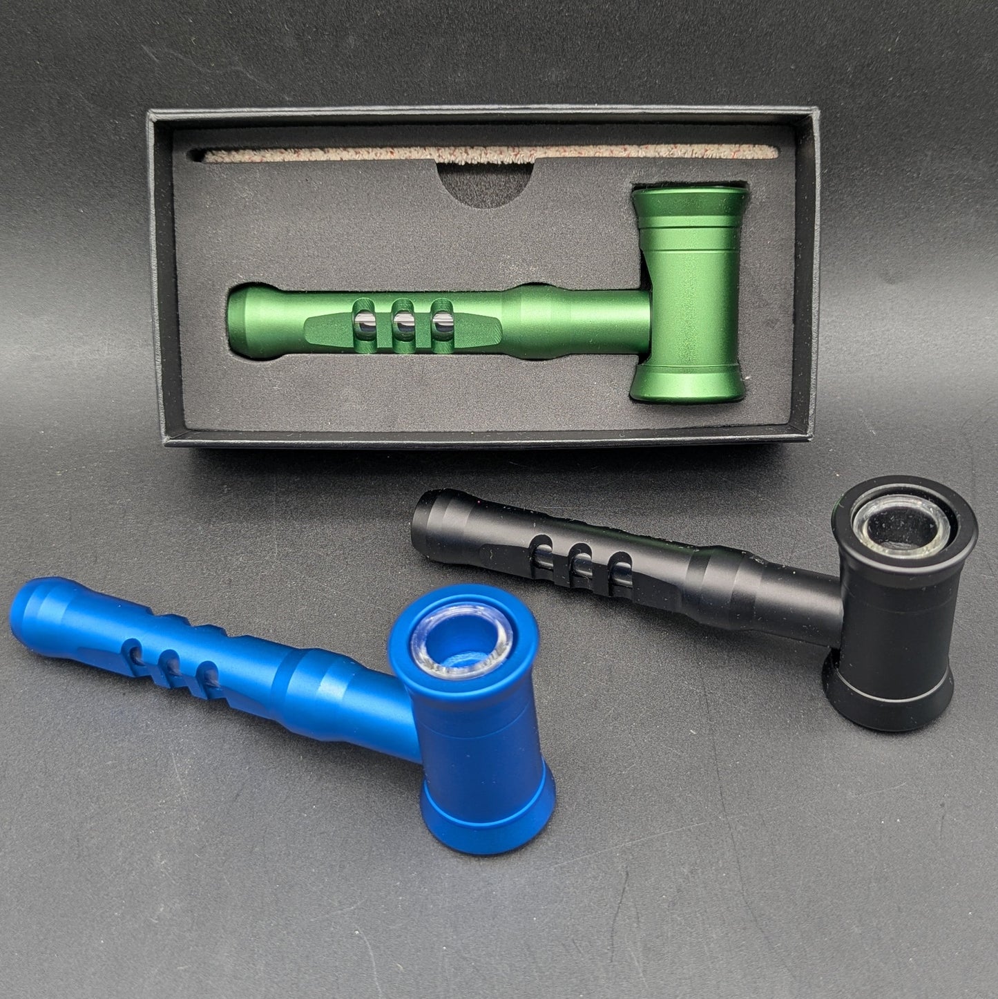 5" Metal and Glass Hammer Hand Pipe