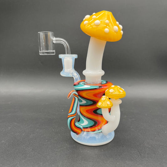 6.5" Worked Glass Mushroom Dab Rig