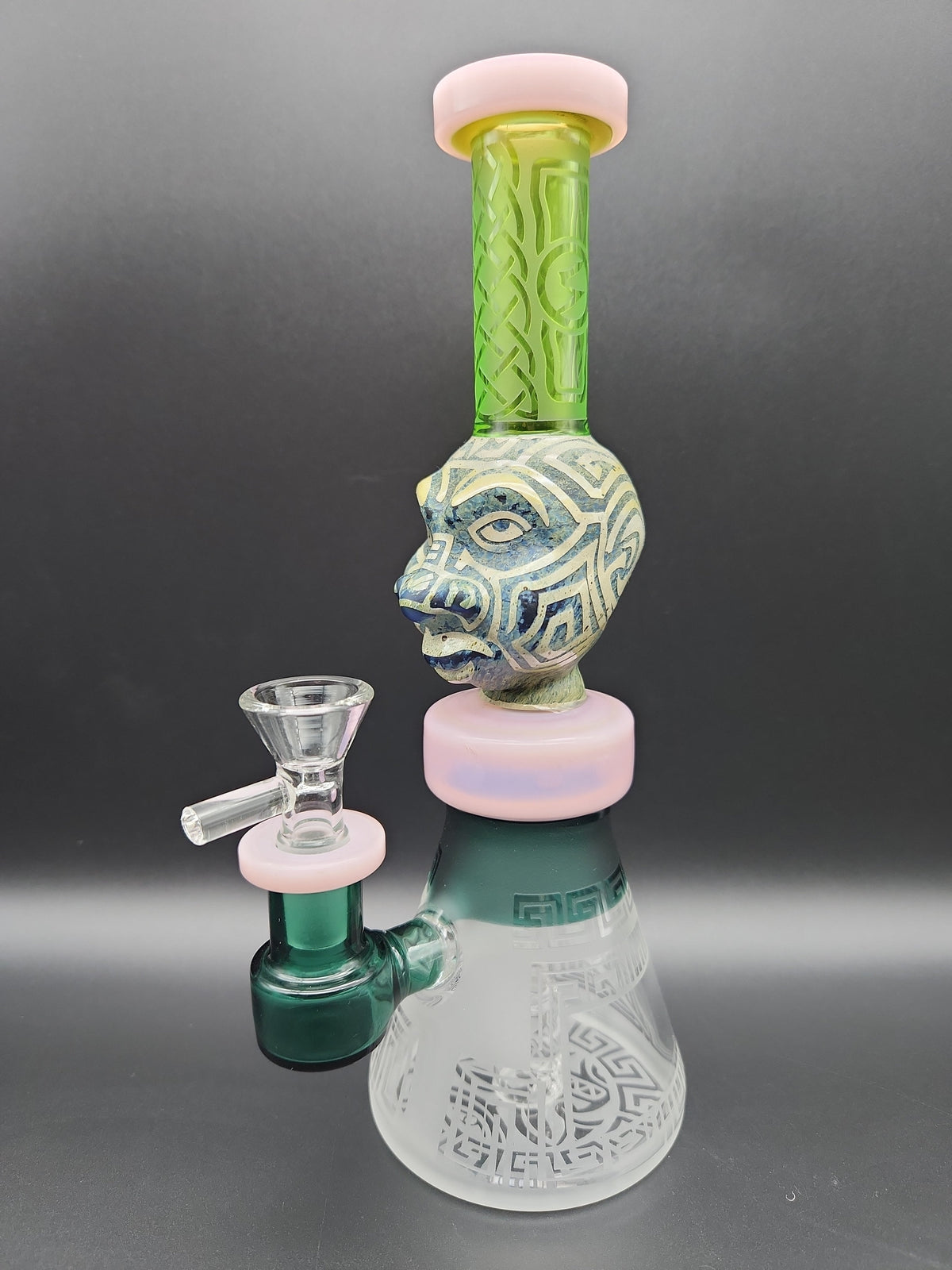 9" Aztec Face Beaker Water Pipe-Avernic Smoke Shop