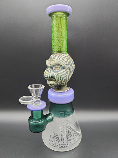 9" Aztec Face Beaker Water Pipe-Avernic Smoke Shop