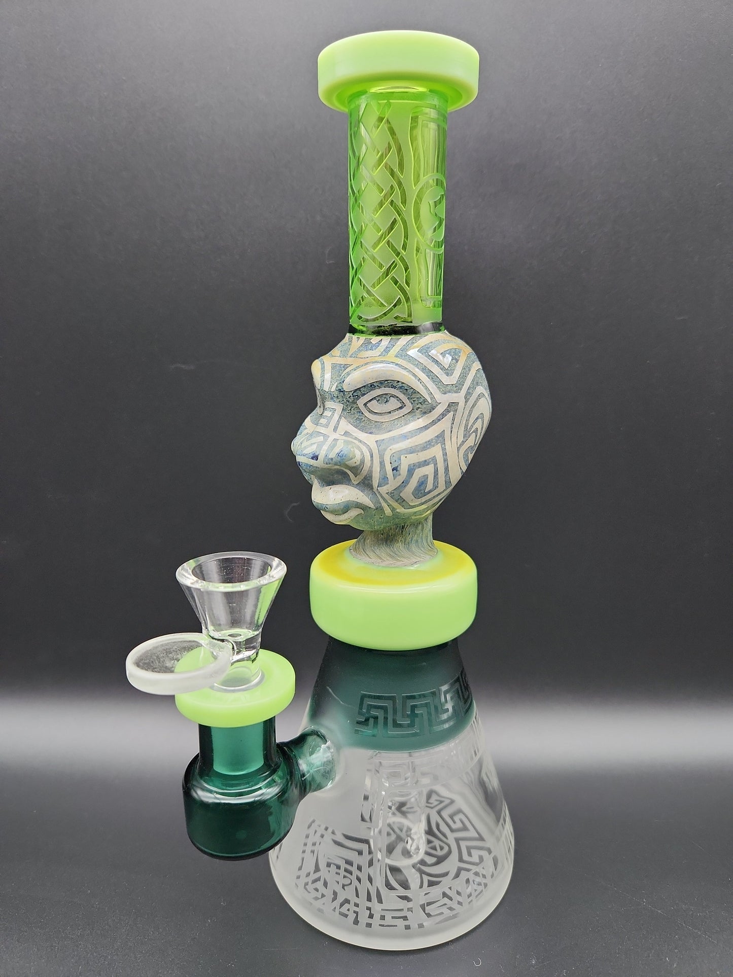 9" Aztec Face Beaker Water Pipe-Avernic Smoke Shop