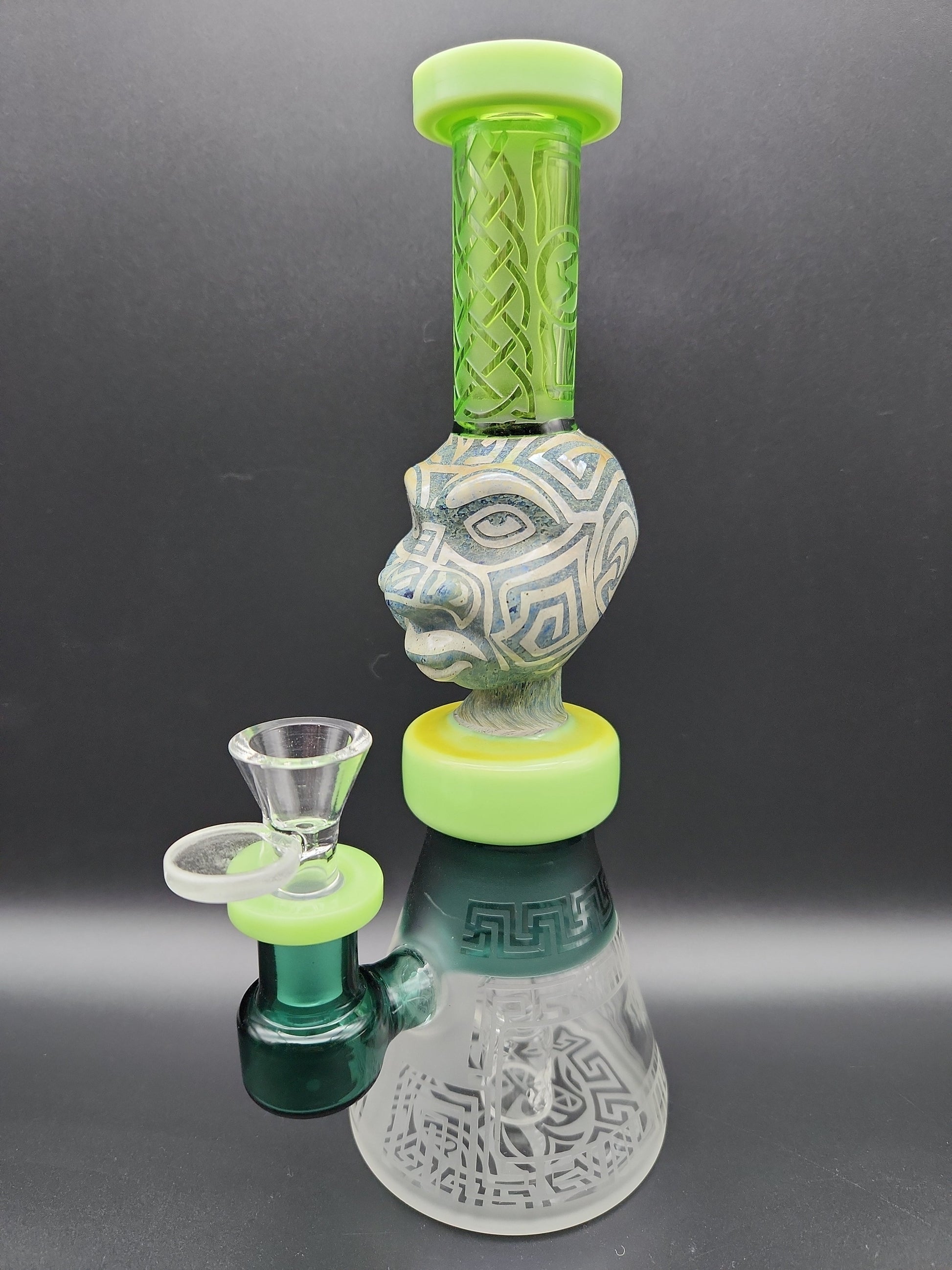 9" Aztec Face Beaker Water Pipe-Avernic Smoke Shop