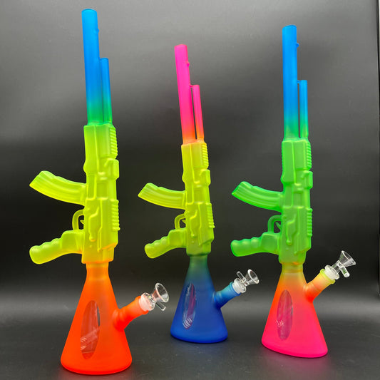 Rainbow Frosted AK47 Beaker Bong 20"