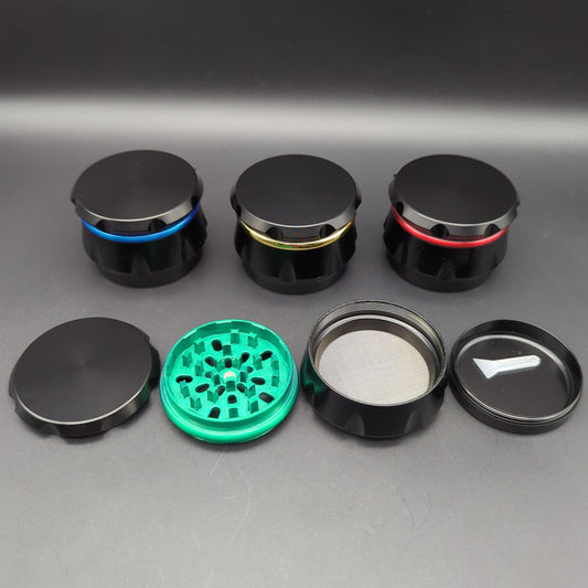Black Grip Grinder w/ Color Accent 63mm-Avernic Smoke Shop