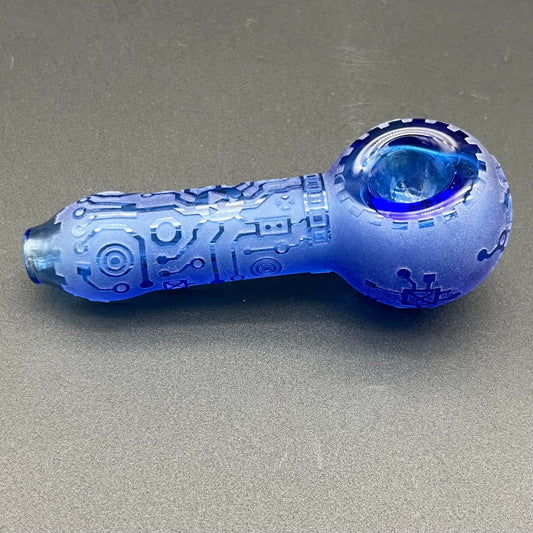 Circuitboard Light Blue Hand Pipe - Avernic Smoke Shop