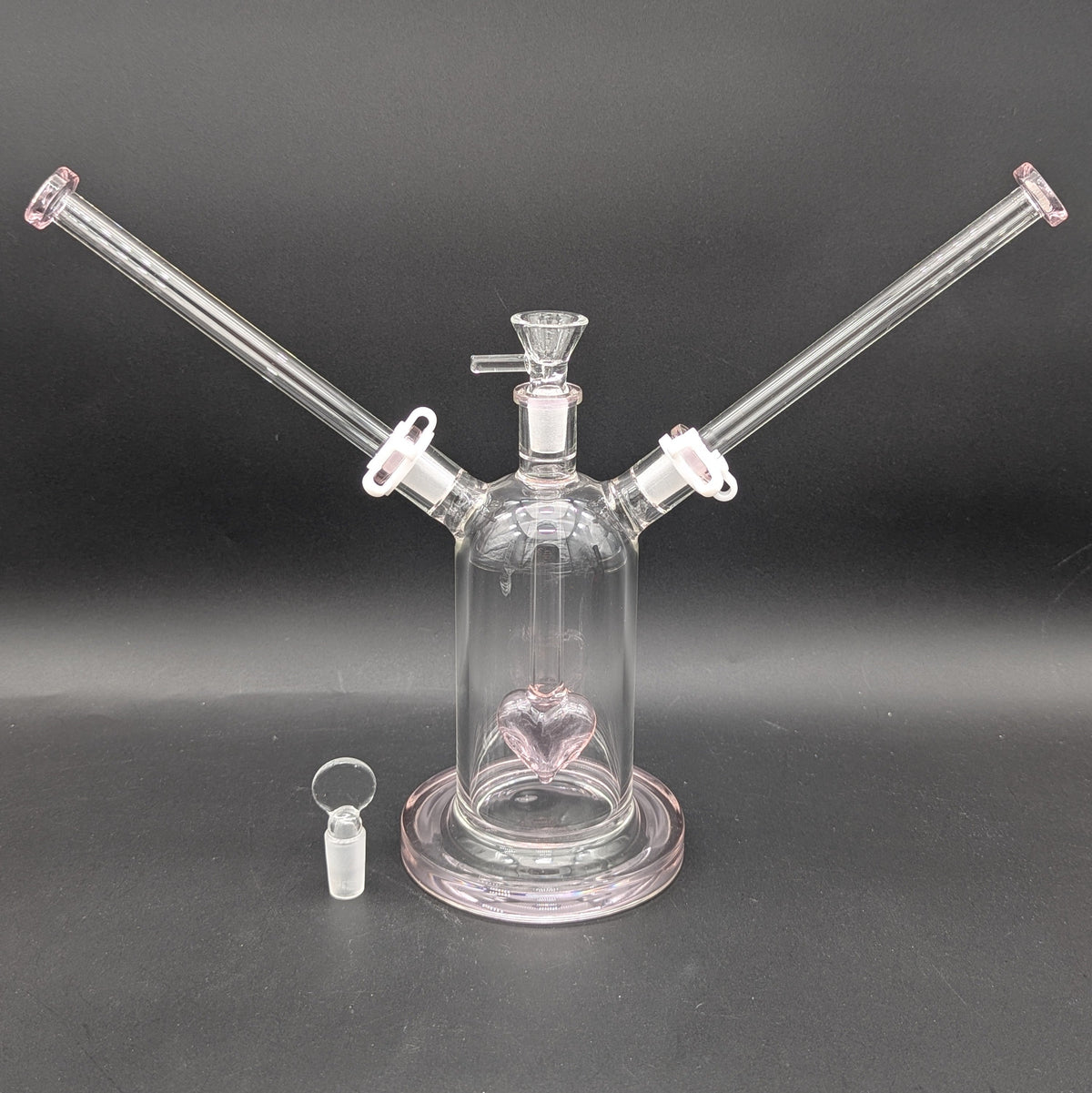 Date Night Heart Perc Dual Neck Glass Bong | 7"-Avernic Smoke Shop