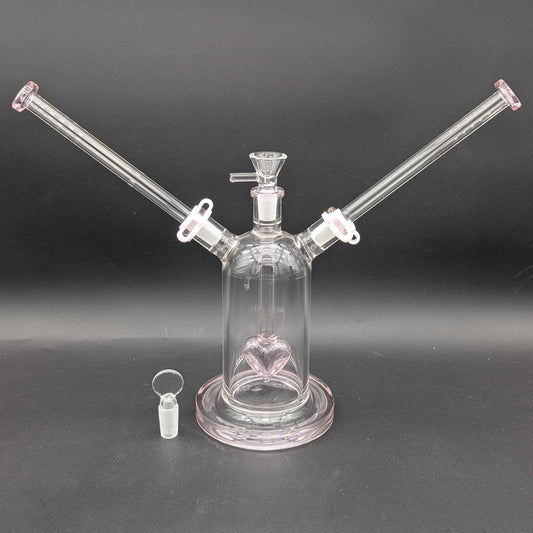Date Night Heart Perc Dual Neck Glass Bong | 7"-Avernic Smoke Shop